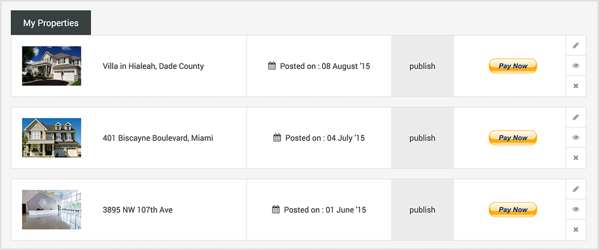 My Properties on Front End